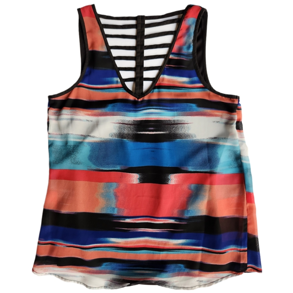 Studio Y Ladder Back Sleeveless Top | Black Multi-color | Women's Size M | EUC